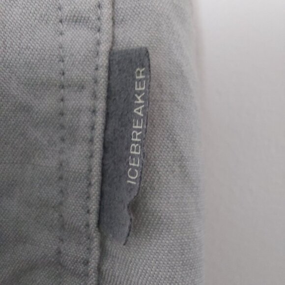 Icebreaker Light Gray Button Down Merino Wool Short Sleeve Shirt, XS - Picture 3 of 8